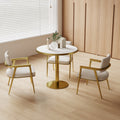 Roomfitters 31.5 Round Dining Table With Faux Marble Top And Metal Pedestal Base For Small Kitchen Spaces