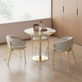 Roomfitters 31.5 Round Dining Table With Faux Marble Top And Metal Pedestal Base For Small Kitchen Spaces