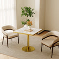 Roomfitters 31.5 Square Dining Table With Faux Marble Top And Metal Pedestal Base For Small Kitchen Spaces