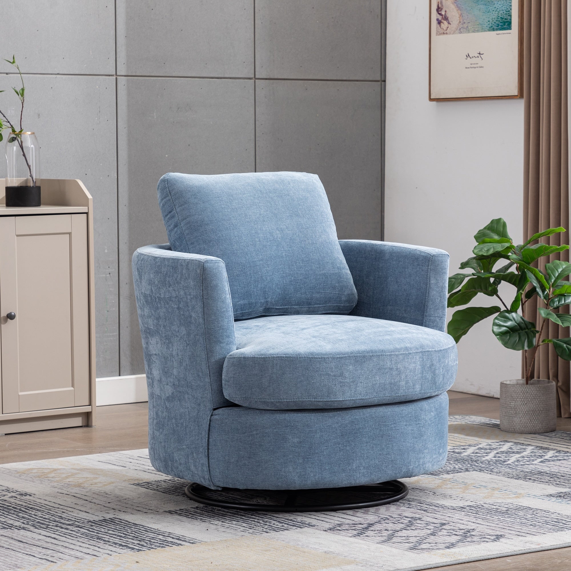 Roomfitters 31.9 Swivel Accent Barrel Chair Modern Upholstered Armchair Single Sofa Lounge Chair For Living Room