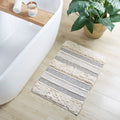 Roomfitters 32X20 Woven Texture Stripe Bath Rug Grey Boho Handwoven Runner Cotton Blend Decorative Bath Rug Non Skid Back