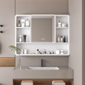 Roomfitters 35 Inch Illuminated Medicine Cabinet Aluminium Bathroom Mirror With Defogger And Cosmetic Storage