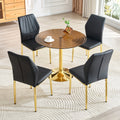 Roomfitters 35 Brown Ring Glass Dining Table Set 4 Pu Chairs Gold Pedestal Kitchen Seating For 4