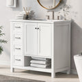 Roomfitters 36 Bathroom Vanity With Sink Right Side Basin Solid Wood Frame 2 Doors 2 Drawers Open Shelf