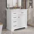 Roomfitters 36 Bathroom Vanity With Sink Single Sink Cabinet With 2 Drawers 2 Tilt Out Trays And Door Shelf White