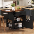 Roomfitters 39.3 Kitchen Island With Drop Leaf Rolling Kitchen Cart With Storage Drawer And Spice Rack Modern Style