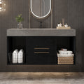 Roomfitters 39.4 Modern Floating Bathroom Vanity Integrated Gray Sink Wall Mount Cabinet Open Storage Shelf Black Gray
