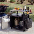 Roomfitters 39.5 Grill Cart With Stainless Steel Top Outdoor Kitchen Island Bbq Prep Station With Trash Bag Holder Black
