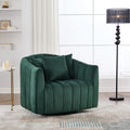 Roomfitters 39 Swivel Accent Barrel Chair Modern Channel Tufted Armchair Lounge Sofa With Pillows