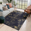 Roomfitters 3X5 Machine Washable Boho Vintage Area Rug Non Slip Pet Friendly Indoor Living Room Decor Carpet Black Gold