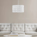 Roomfitters 4 Light Glass Drum Shade Chandelier Modern White Metal Hanging Light Luxury Frosted Circle Pattern Ceiling Light
