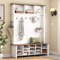 Roomfitters 4 In 1 Hall Tree With Storage Bench 6 Coat Hooks And Cubby Shelves For Entryway Mudroom Organization White