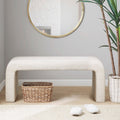 Roomfitters 42 Inch Boucle Upholstered Bench Modern Minimalist Curved Waterfall Entryway And End Of Bed Seating Cream