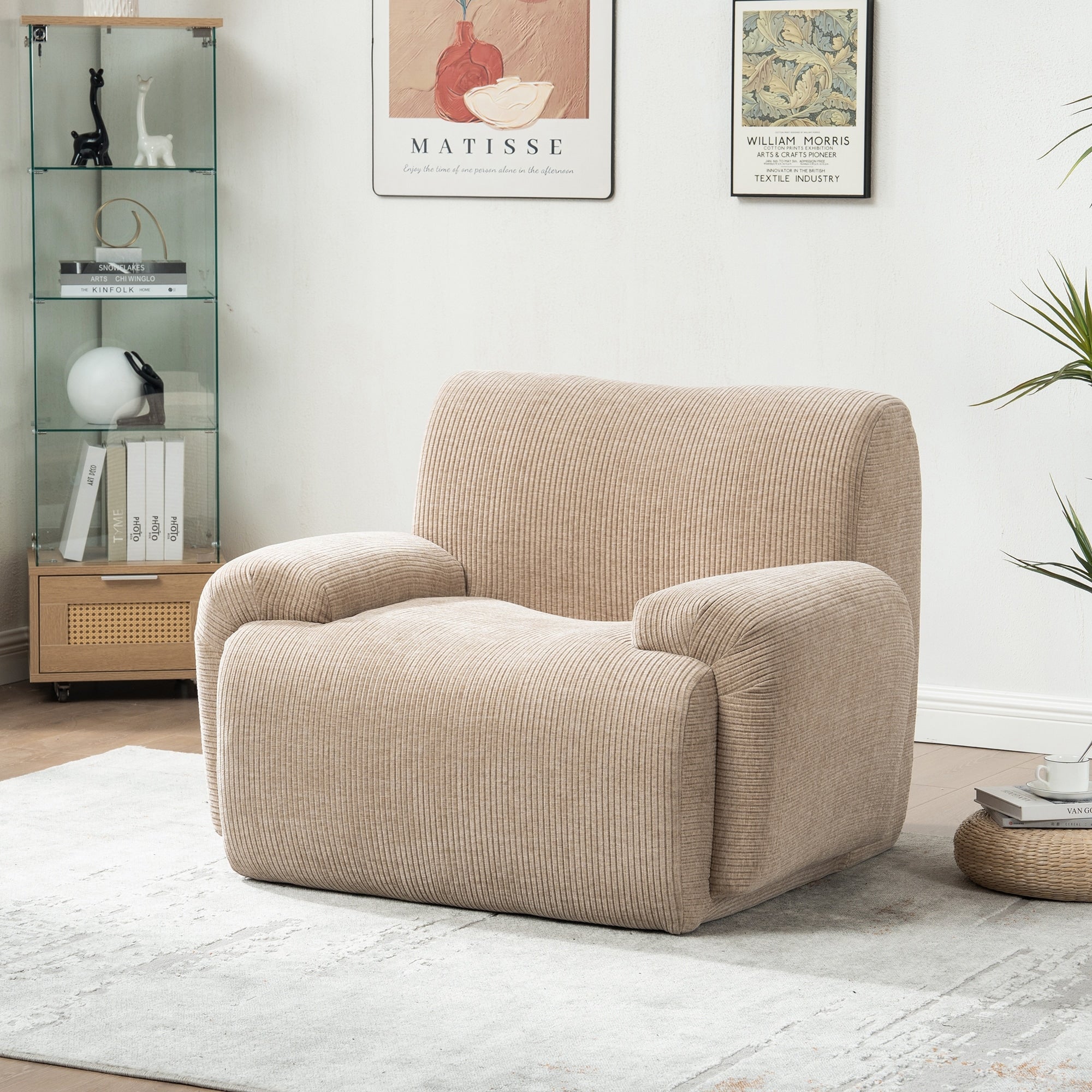 Roomfitters 42 Accent Chair Modern Corduroy Upholstered Armchair Wide Single Sofa Lounge Chair For Living Room