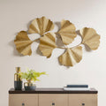 Roomfitters 43 Inch Gold Foil Metal Ginkgo Leaf Wall Decor 3D Sculptural Transitional Botanical Art For Living Room