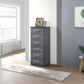 Roomfitters 46 Inch 6 Drawer Lingerie Chest Gray Wood Silver Handles Modern Slim Space Saving Vertical Storage Dresser