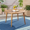 Roomfitters 47.25 Round Acacia Wood Outdoor Dining Table With Slatted Top And Tapered Legs Modern Patio Furniture Teak