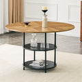 Roomfitters 47.3 Inch Splicing Circular Dining Table Double Layer Storage Wood And Black Kitchen Table Center Table