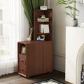 Roomfitters 47 Tall End Table Corner Shelf Nightstand With Wooden Legs For Bedroom Walnut
