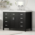 Roomfitters 48 Bathroom Vanity With Integrated Resin Sink 8 Soft Close Drawers And 2 Doors Solid Pine Support Legs Black