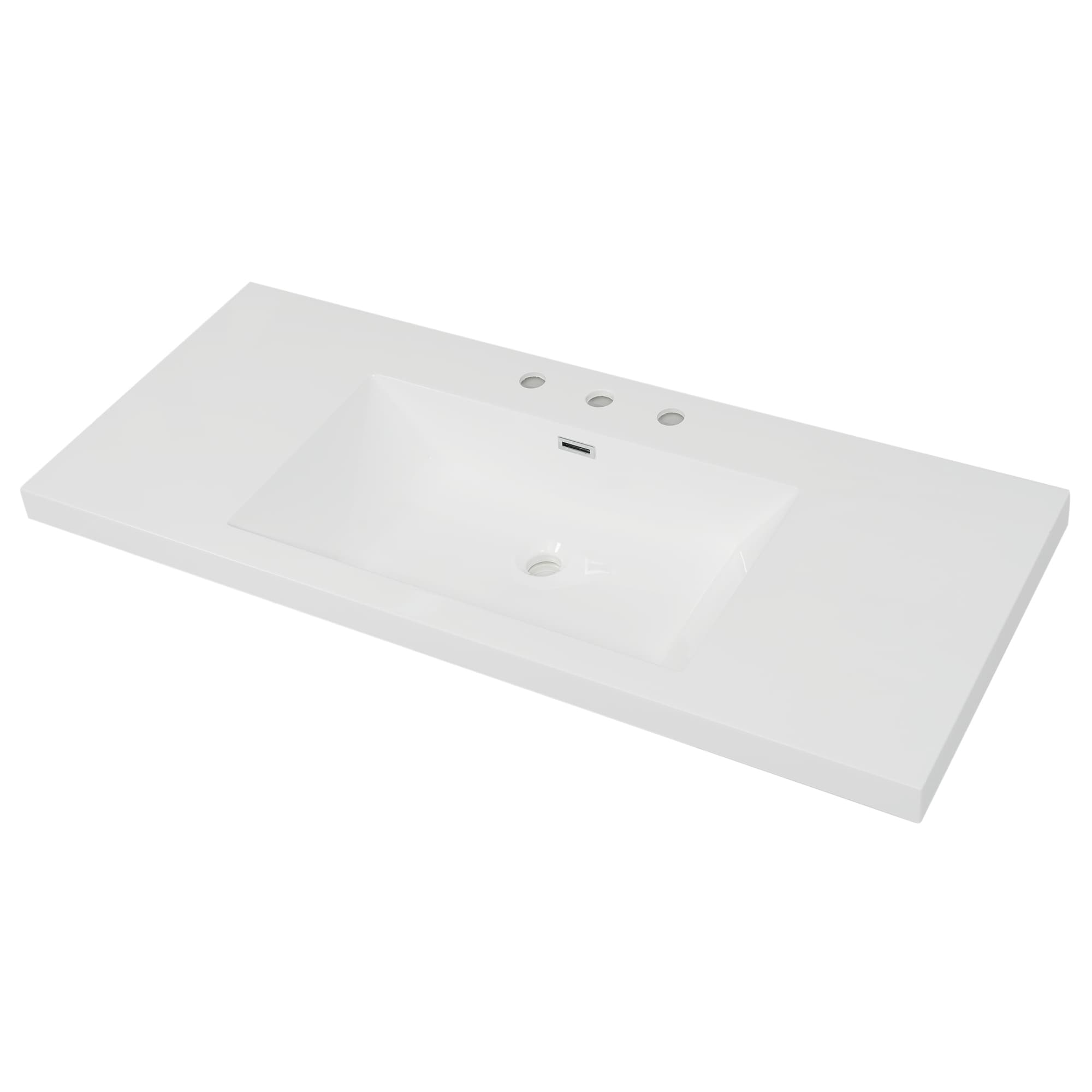 Roomfitters 48 Resin Bathroom Vanity Top With Integrated Basin 8 Inch Widespread 3 Hole Drill Bright White