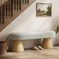 Roomfitters 49 Upholstered Dining Bench Japandi Style Entryway Seating With Solid Wood Conical Legs Padded Seat Oatmeal