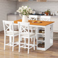 Roomfitters 5 Piece Counter Height Dining Table Set 60 Farmhouse Kitchen Table With 3 Tier Shelves And 4 Chairs