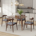 Roomfitters 5 Piece Mid Century Dining Set 47 Walnut Table With 4 Ergonomic Upholstered Chairs