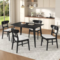 Roomfitters 5 Piece Mid Century Modern Dining Set 47 Rectangular Table With 4 Upholstered Rubberwood Chair