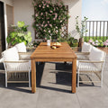 Roomfitters 5 Piece Patio Dining Table Set Modern Outdoor Furniture With 4 Rope Armchairs And Cushions Natural