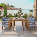 Roomfitters 5 Piece Rope Woven Outdoor Dining Set Farmhouse Solid Acacia Table 4 Chairs Pack
