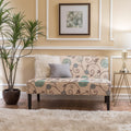 Roomfitters 50 Inch Modern Floral Upholstered Loveseat Compact 2 Seater Armless Botanical Linen Solid Wood Legs