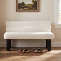 Roomfitters 51 Upholstered Dining Bench With Backrest Boucle Fabric Settee With Thick Cylindrical Legs