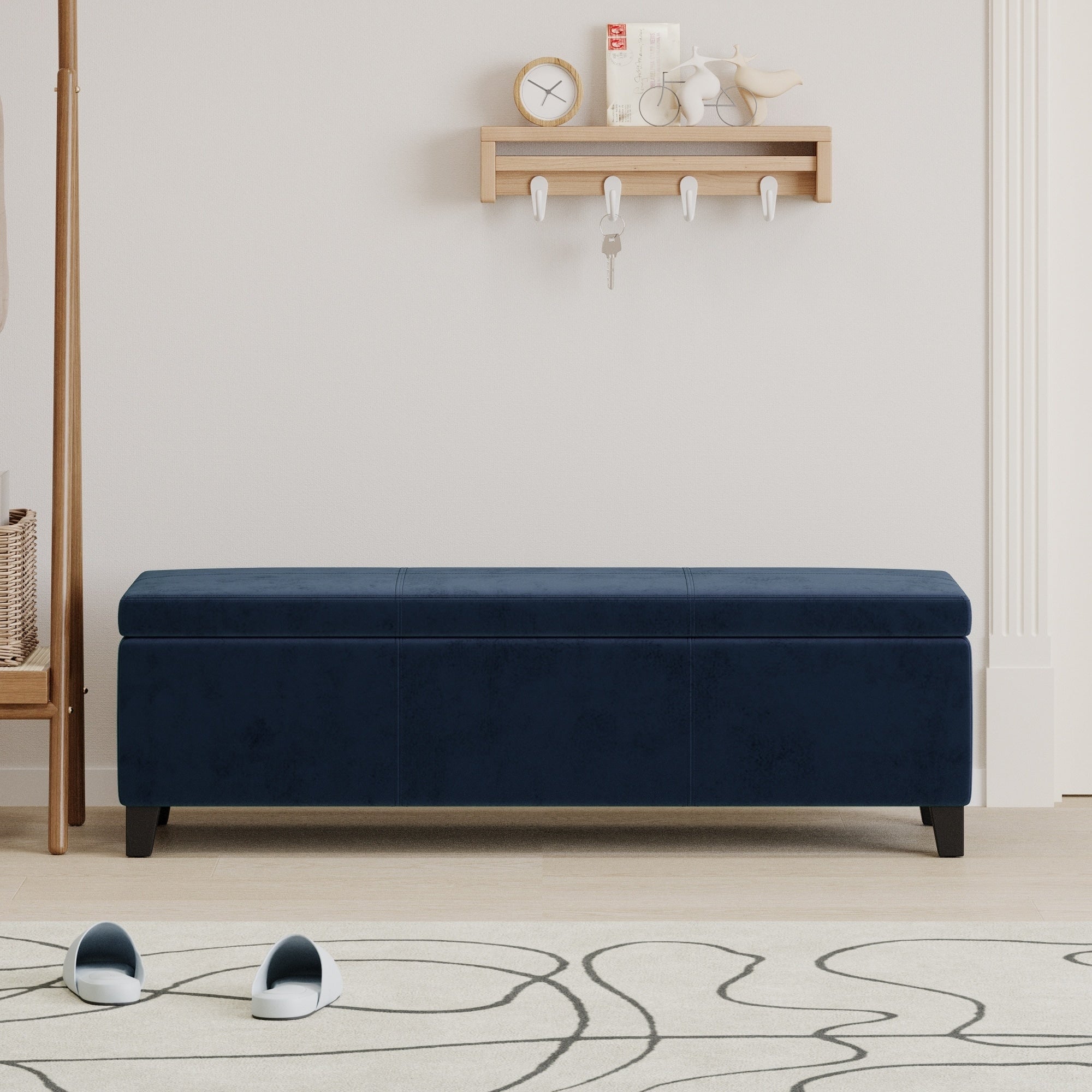 Roomfitters 51 Storage Ottoman Bench Modern Minimalist Upholstered Entryway Seating With Lift Top And Wood Legs