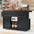 Roomfitters 53.7 Kitchen Island With Power Outlet Drop Leaf And Sliding Barn Doors Rolling Storage Cabinet