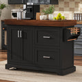 Roomfitters 53 Kitchen Island With Butcher Block Top Storage Cabinet With Drawers Spice Rack And Towel Holder