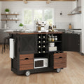Roomfitters 54 Farmhouse Kitchen Island With Drop Leaf Power Outlet Wine Rack 2 Drawers 2 Doors