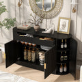 Roomfitters 55.1 Oval Sideboard Buffet Cabinet With 2 Drawers Wine Rack Mid Century Modern Fluted Accent For Dining