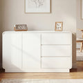 Roomfitters 55.1 Storage Cabinet Mid Century Modern Sideboard Buffet With 3 Drawers And 2 Doors Curved Edges