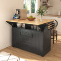 Roomfitters 55.7 Kitchen Island With Power Outlet And Drop Leaf Large Storage Cabinet With 3 Drawers Rolling Cart