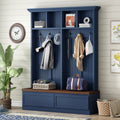 Roomfitters 55.9 4 In 1 Hall Tree With Storage Bench Coat Hooks And Upper Cubby Shelves For Entryway Mudroom