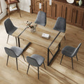 Roomfitters 55 Rectangular Dining Table With Linen Chairs Rustic Industrial Seating Set For Kitchen Dining