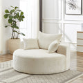 Roomfitters 55 Round Polyester Single Sofa Oversized Cuddle Chair With 3 Accent Pillows For Living Room Bedroom