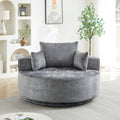 Roomfitters 55 Single Swivel Cuddle Chair Oversized Round Upholstered Armchair With 3 Pillows For Living Room
