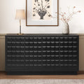Roomfitters 58.6 Inch 4 Door Storage Cabinet Modern Sideboard Buffet Credenza With 3D Checkered Pattern For Dining Room