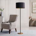 Roomfitters 59 Inch Modern Black And Gold Metal Floor Lamp Contemporary Tall Standing Light With Drum Shade For Living Room