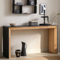 Roomfitters 59 Inch Modern Console Table Two Tone Black And Natural Finish