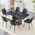 Roomfitters 59 71 Expandable Black Wood Grain Table Set Black Pu Chairs Storage Base Pull Out Kitchen Set For 4 8