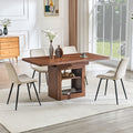 Roomfitters 59 71 Expandable Walnut Wood Dining Table Set 4 Pu Chairs Storage Base Pull Out Set For 4