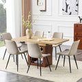 Roomfitters 59 71 Scalable Wood Dining Table Set 6 Linen Chairs Storage Base Pull Out Kitchen Set For 4 8